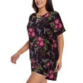 thumbnail image 2 of Picia Flowers And Humming Bird1 Pajamas Sets for Women Soft Short-Sleeved Pjs with Lounge Shorts Two Piece Sleepwear-Medium, 2 of 9