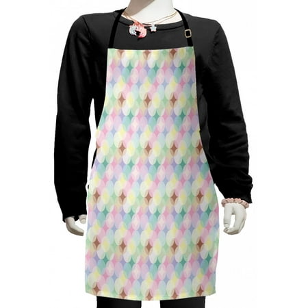 

Geometric Circle Kids Apron Soft Circular Forms with Star Elements Radiant Unusual Abstract Artwork Boys Girls Apron Bib with Adjustable Ties for Cooking Baking Painting Multicolor by Ambesonne