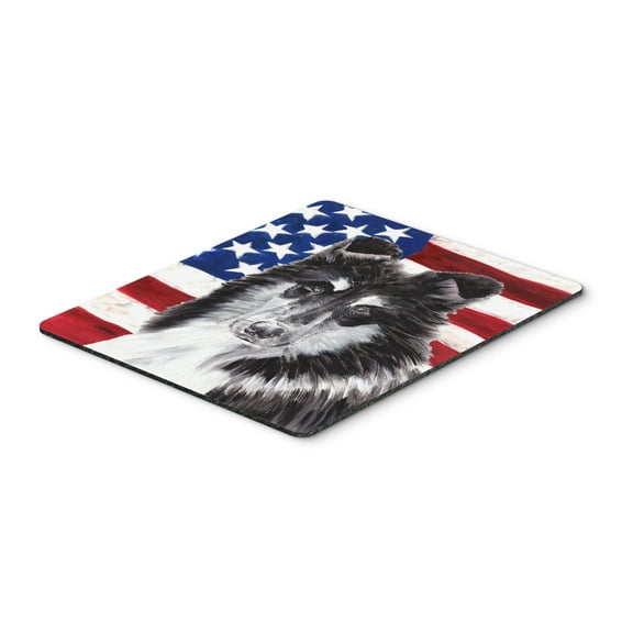 Carolines Treasures SC9630MP Black and White Collie with American Flag USA Mouse Pad Hot Pad or Trivet Large multicolor