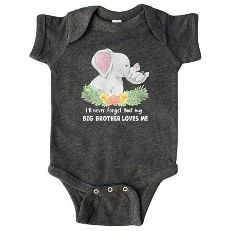 

Inktastic I ll Never Forget That My Big Brother Loves Me Cute Elephant Gift Baby Boy or Baby Girl Bodysuit