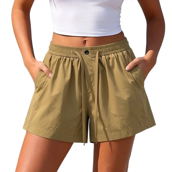 cocolona Womens Summer Casual Drying Running Shorts Elastic Waist Drawstring Wide Leg Workout Gym Shorts with Pockets