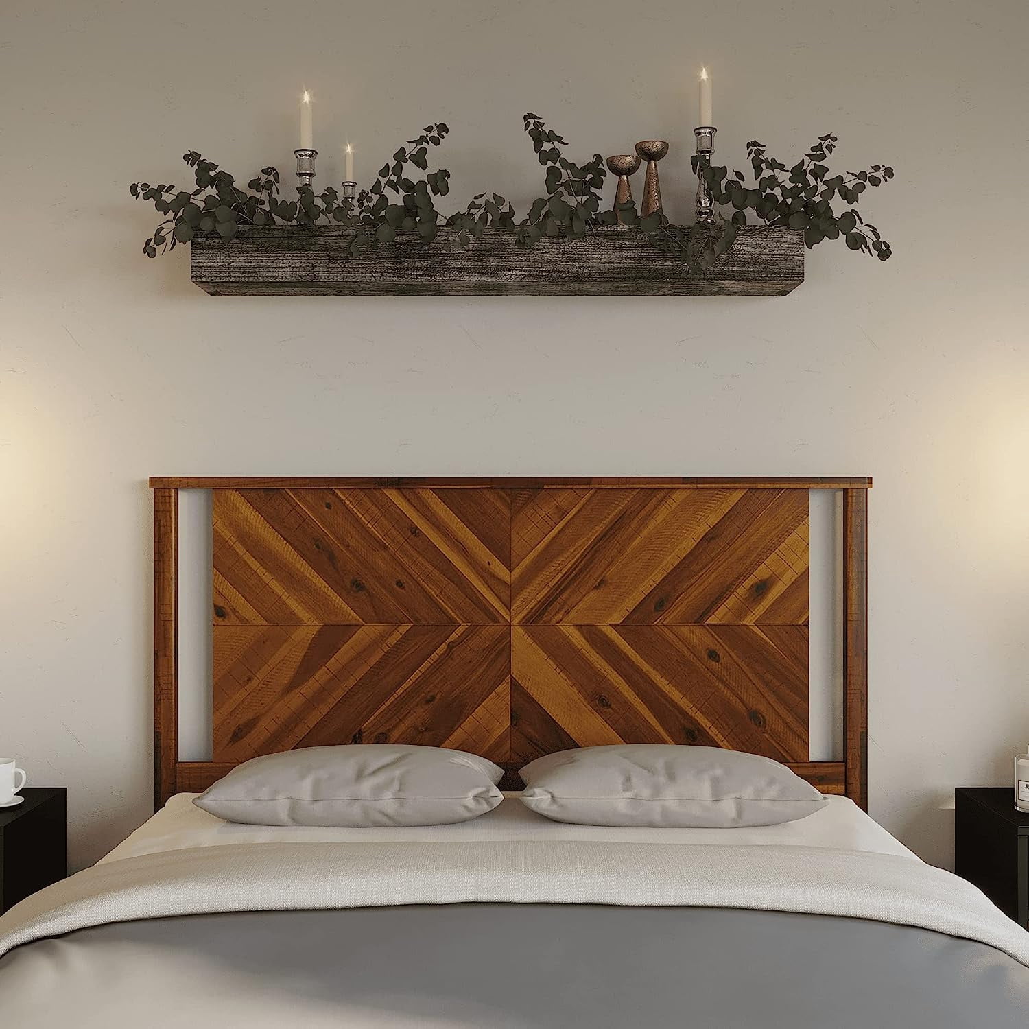 Vivian Queen Headboard ONLY, Rustic & Scandinavian Style with Solid Acacia Wood, Easy Assembly, Rustic Golden Brown