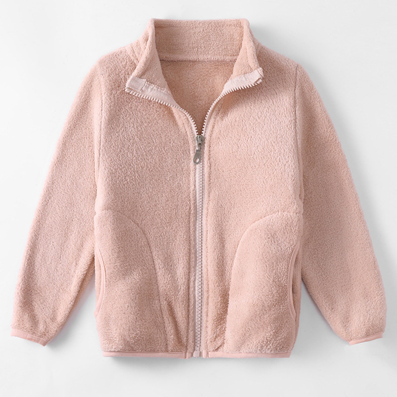 HAOTAGS Little Girls Jacket Solid Color Cute Warm Zip Outerwear Coat