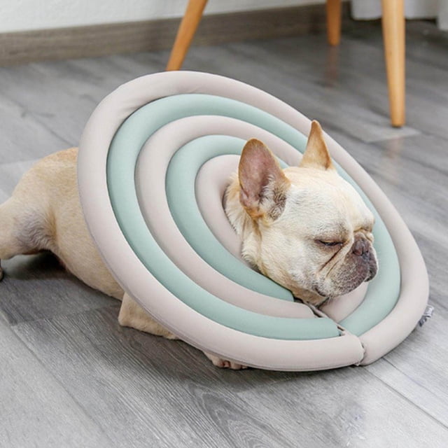 Maoww Adjustable Dog Collar Recovery Anti-Bite Cone Soft Protector for Pet Cat Beige Green XL
