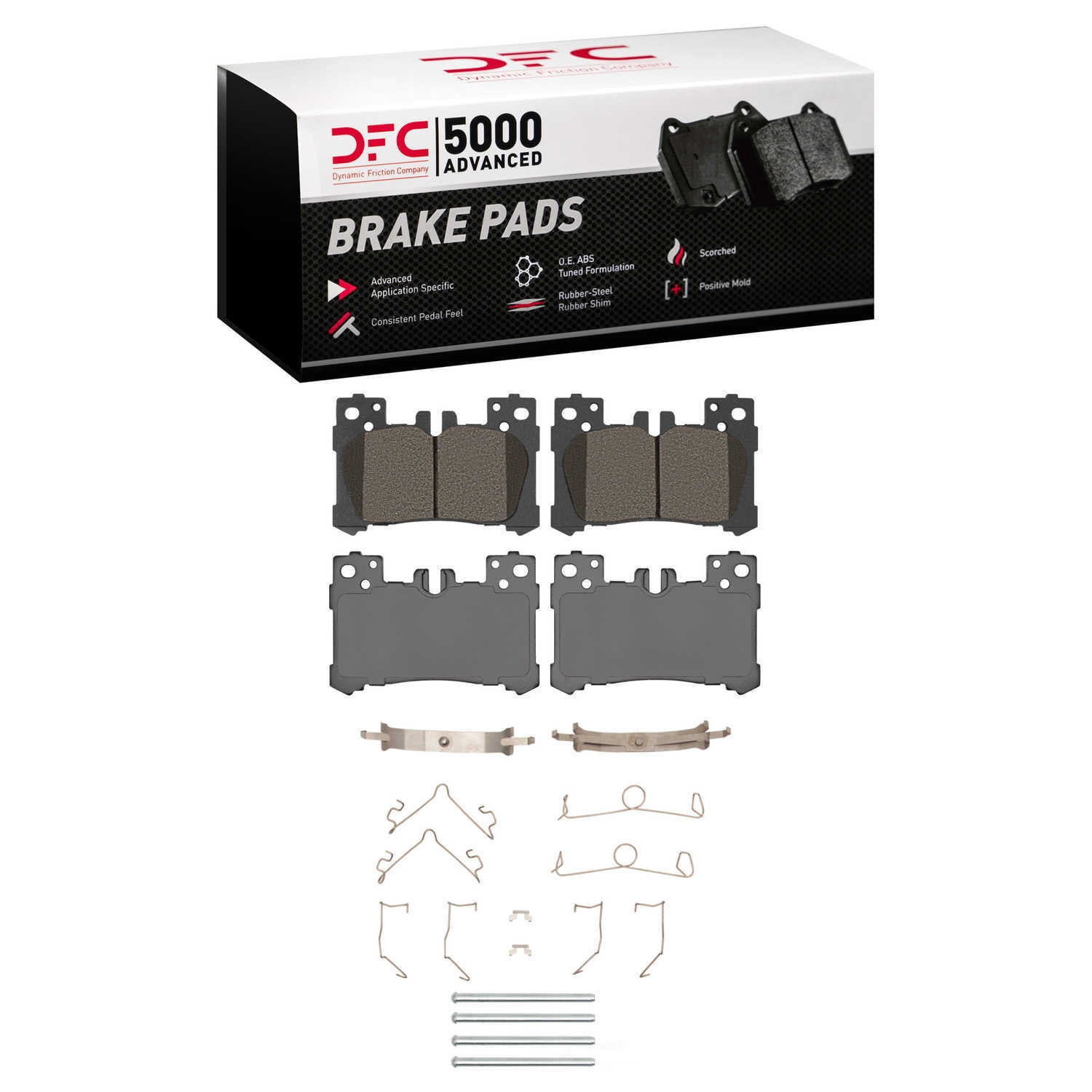 Dynamic Friction Company 1551-2063-01 DFC 5000 Advanced Brake Pads - Low Metallic and Hardware Kit
