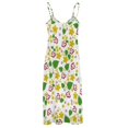 thumbnail image 6 of Yellow Flowers Green Leaves White Background Womens Summer Dresses Casual Sleeveless Tshirt Sundresses Vacation Beach Cover Up Dress, 6 of 8