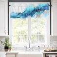 thumbnail image 5 of Abstract Marble Texture Valances for Windows Blue Gold Gradient Modern Art Decoration Rod Pocket Curtain Valance Window Treatment Short Curtains for Kitchen Living Room, 60"x18", 5 of 5