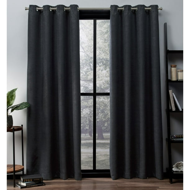 Exclusive Home Curtains Oxford Textured Sateen Room Darkening Blackout