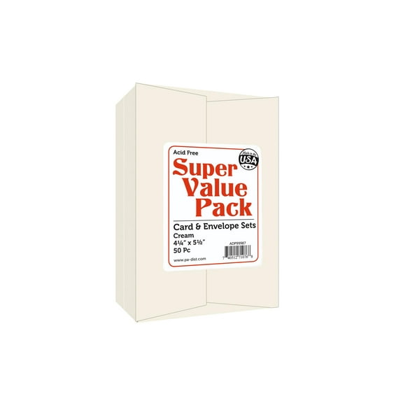 Paper Accents Super Value Cards and Envelopes - 4-1/4" x 5-1/2", Cream, Pkg of 50
