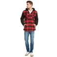 thumbnail image 3 of 9 Crowns Essentials Sherpa Lined Plaid Flannel Hoodie Jacket (Black/red, Large), 3 of 5
