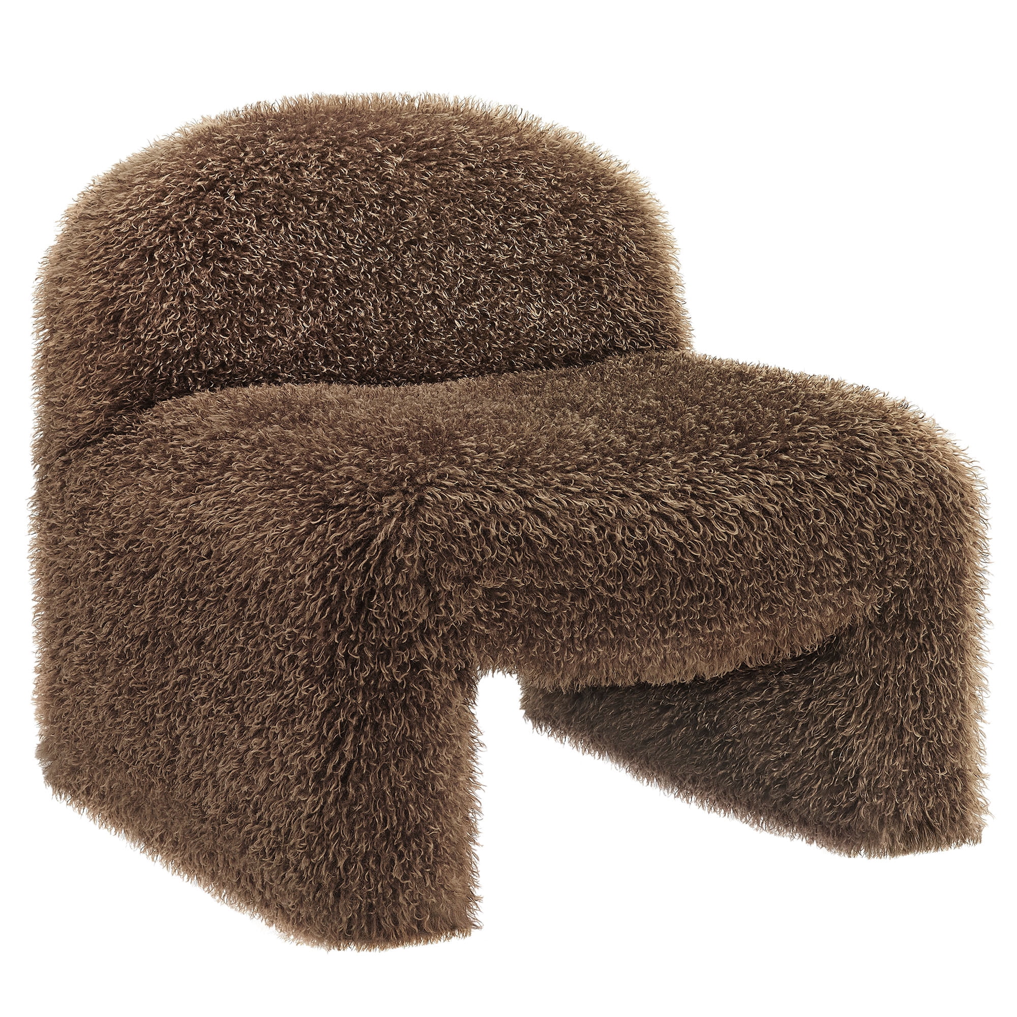 Mina Faux Fur Accent Chair in Brown