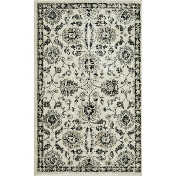 Loomaknoti Celena Ashbil 3' x 5' Ivory Floral Indoor Accent Rug