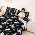 thumbnail image 4 of Meiyoeat Edgy Motocross Silhouette Bed Sheets 4-Piece for Youth,Checkered Flag Bike Full Size Sheets,Black White,1 Fitted Sheet,1 Flat Sheet and 2 Pillowcases, 4 of 6