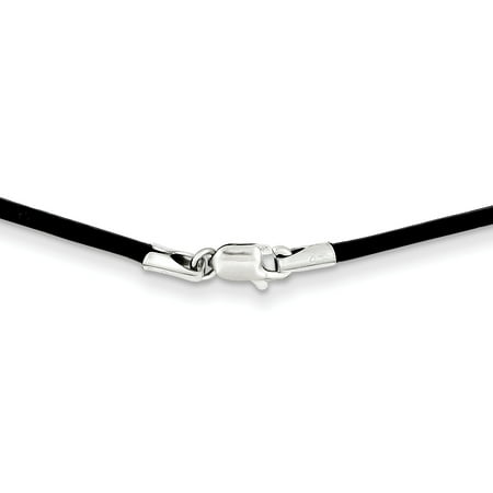Primal Gold 14 Karat White Gold 1.5mm 16-inch Black Leather Cord Necklace