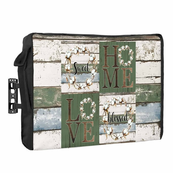 Outdoor TV Cover 30 to 32 Inches, Farmhouse Sweet Home Love Blessed White Green Wood Grain Waterproof TV Cover with Remote Control Pocket, Flat Screen TV Cover Protector for Outside TV