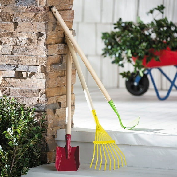 27 1/2" Shovel, Rake & Hoe Metal Garden Tools Set - 3 Pieces