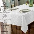 thumbnail image 4 of Jacquard Tablecloth Rectangle Damask Pattern Table Cloth Spillproof Wrinkle Resistant Polyester Table Cover for Indoor and Outdoor Use (Rectangle/Oblong, 60" x 102" (8-10 Seats), White), 4 of 8