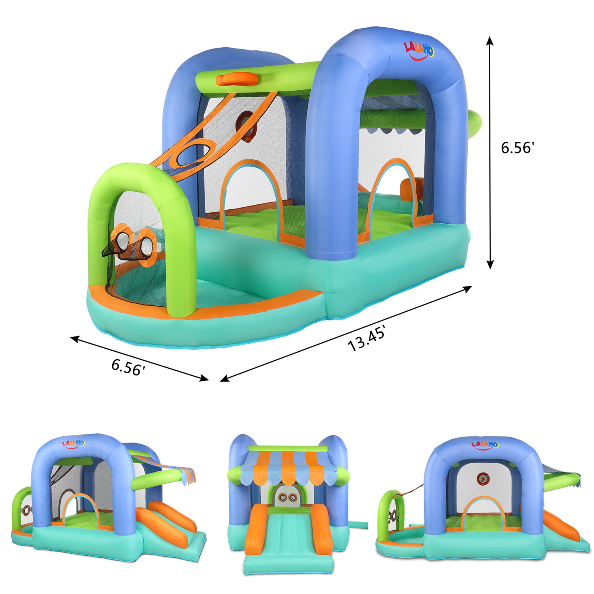 CIPACHO Kids Outdoor Inflatable Castle, Play Bounce House 420D 840D Oxford Cloth Trampoline Ball Pool, Small Jump Bed with Included Blower for Backyard