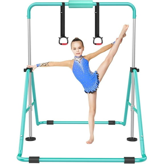 Gymnastic Bars for Kids with Adjustable Height, Folding Gymnastic Training Kip Bar, Expandable Horizontal Bar for Home