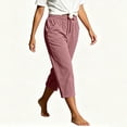 thumbnail image 6 of Tsesme Corduroy Capris for Women Drawstring Elastic Waist Cropped Trousers with Pockets Fall Loose Fits Comfy Bottom Daily Wear, 6 of 8