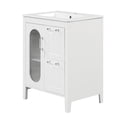 thumbnail image 2 of 24" Bathroom Vanity with Sink, Bathroom Vanity Cabinet with 2 Drawers and Door, Adjustable Shelf, Solid Wood and MDF, Freestanding Bathroom Vanity Cabinet with Single Sink for Bathroom, 2 of 9