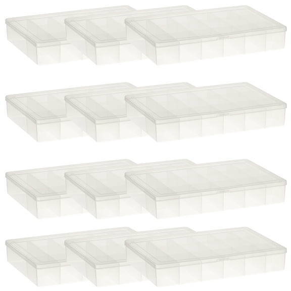 Clear 17 Compartment Bead Organizer by Simply Tidy - Storage Box Organizer for Beads - Nuts - Bolts - and Tacks - Bulk 12 Pack