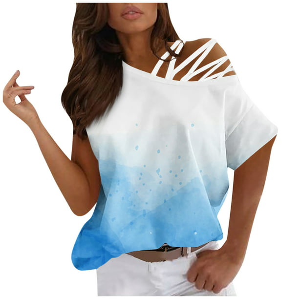 Cathalem Womens Basic T-Shirts Short Sleeve Shirts V Neck T Shirts Fashion  2024,White M