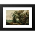 thumbnail image 2 of Willem van den Bundel 24x16 Black Modern Framed Museum Art Print Titled - A Wooded Landscape with Hunters, 2 of 5