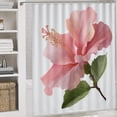 thumbnail image 5 of Pink Hibiscus Shower Curtain 4 Piece Set with Rugs Include Waterproof Shower Curtain Non-Slip Rug Toilet Lid Cover Bath Mat Summer Tropical Waterproof Personality Pattern Bath Curtain, 5 of 8