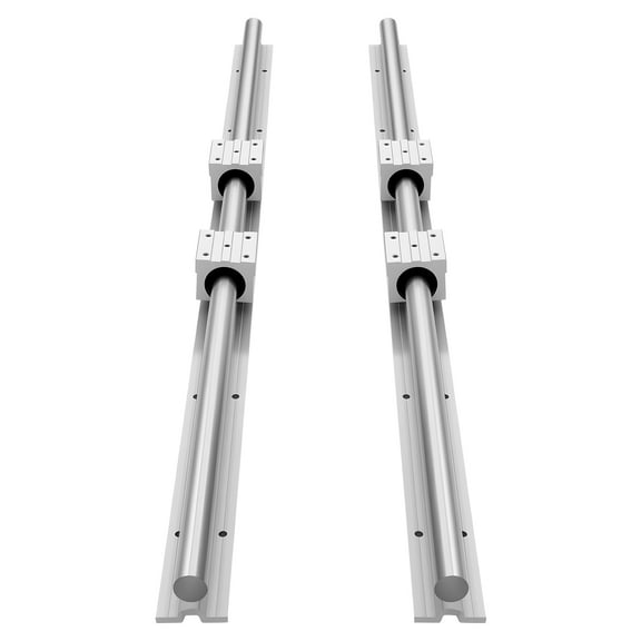 KFFKFF Linear Rail Kit, SBR25, Includes 2 Pieces of 1200 mm (47.24 inch) Motion Guide Rails and 4 Bearing Slide Blocks, Fully Supported Shaft, Suitable for Cutting, Grinding, Milling