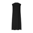 thumbnail image 5 of Summer Dresses for Women 2025, Women's Solid Sleeveless Round Neck Cotton And Linen Pocket Wrap Maxi Dress(Black,S), 5 of 6