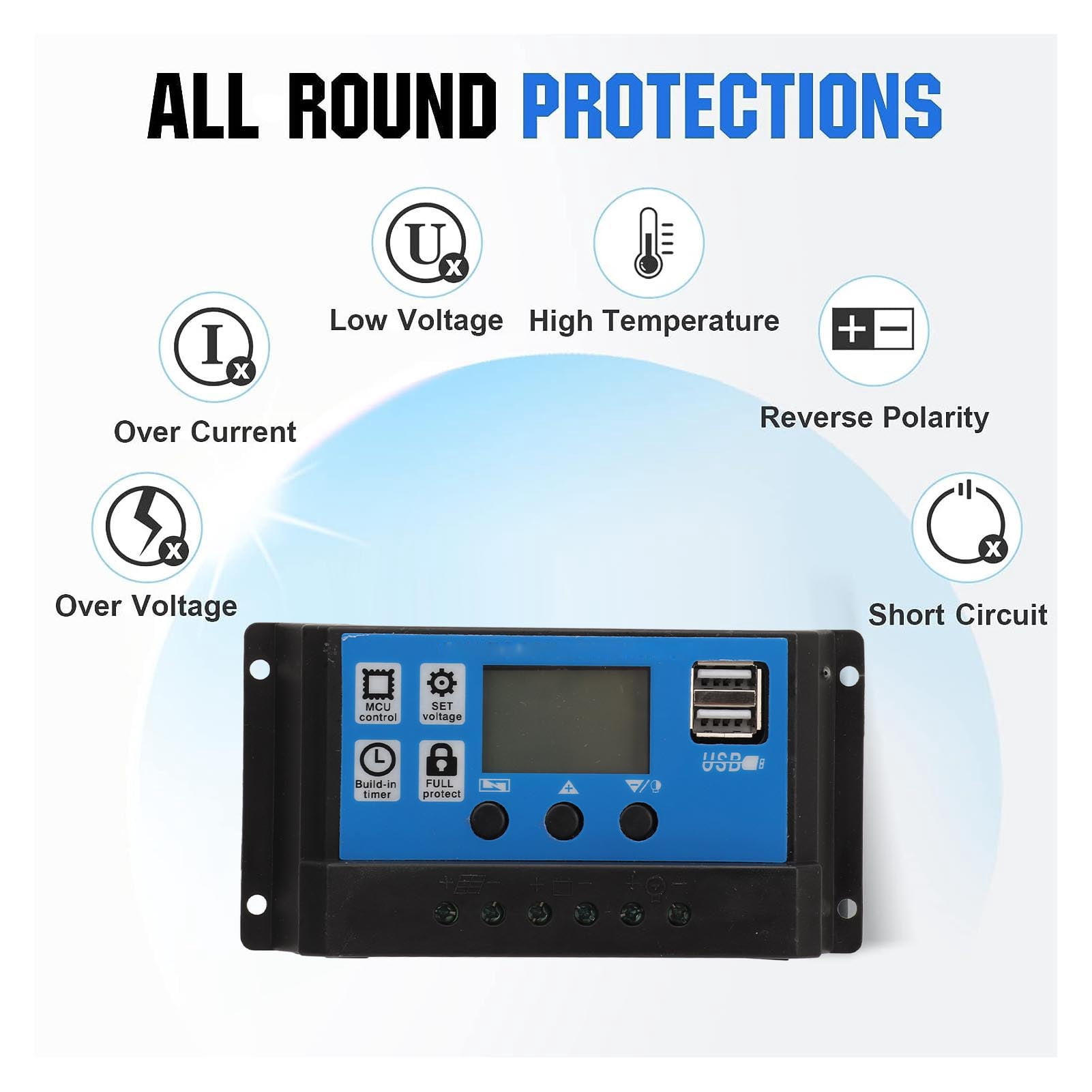 300W Solar Panel, Solar Panel Kit 300W DC 12V 24V 50A IP67 Waterproof High Efficiency Solar Panel And Solar Charger With Controller For RV Campervan