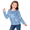 thumbnail image 2 of UACY Girls Sequins Shirt Long Sleeve Crew Neck Plain Sparkle Tops Kids Toddler School Casual Soft T Shirt Pullover Clothes (Sky Blue, 11-12 Years), 2 of 5