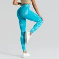 thumbnail image 1 of Pantalones de yoga ajustados de cintura alta con teñido anudado en color melocotón para mujer, mallas deportivas sin costuras, ropa de calle de moda para mujer, 1 of 5