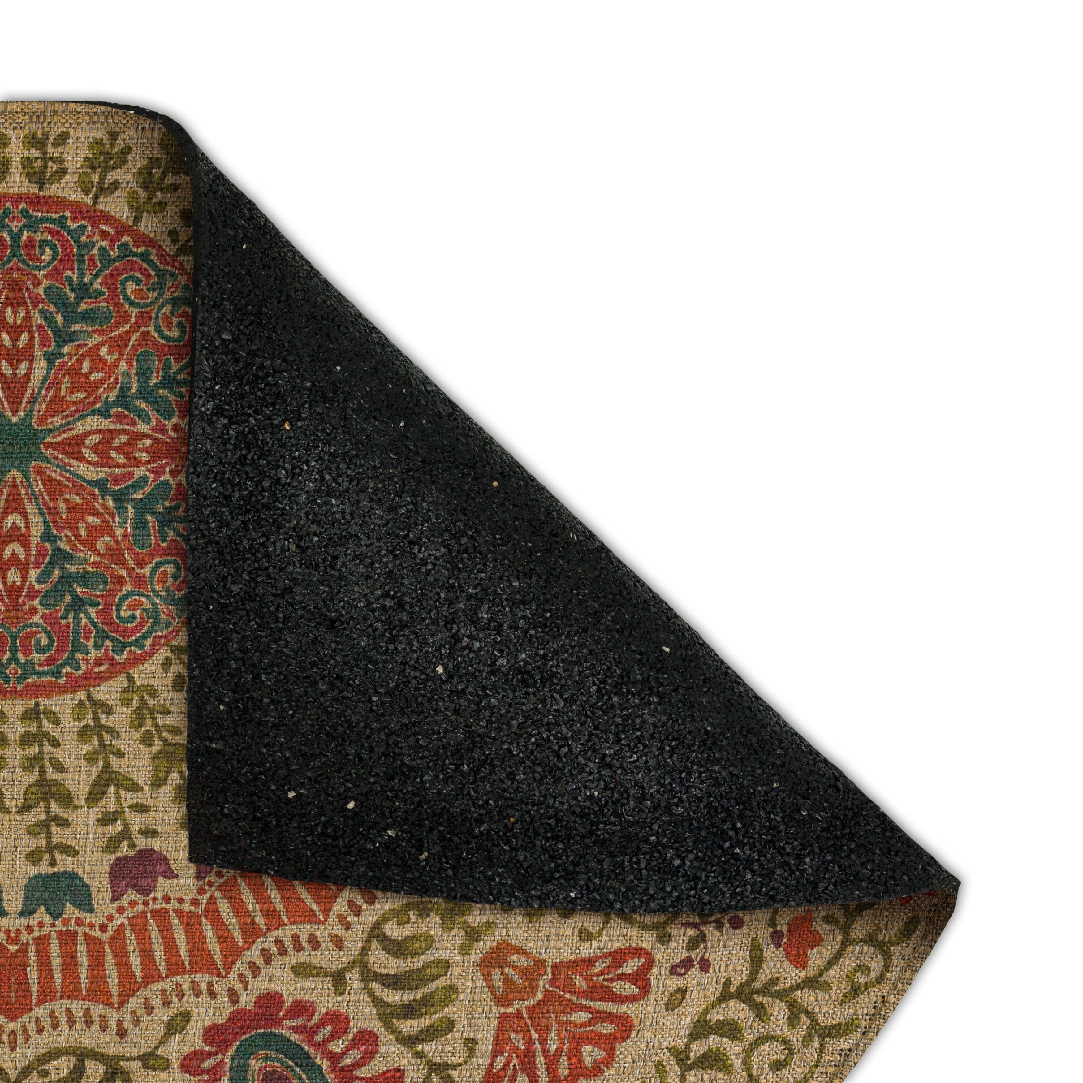 Mainstays Paisley Crescent Low Pile All Weather Rubber Backed Slice Doormat, Multi, '24 x 36'