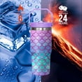 thumbnail image 3 of 30oz Mermaid Tumbler with Handle and Flip Straw, Stainless Steel Insulated Cup, Travel Coffee Mug Water Bottle, Birthday Mothers Day Chritmas Gifts for Women Animal Lovers, 3 of 6