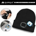 thumbnail image 3 of Unisex Beanie Hat with LED Light-AYAMAYA Acrylic Cap with USB Rechargeable Headlamp for Outdoor Hunting Camping Knitted Winter Warm Hats with Adjustable Brightness Bright Head Lamps for Men(Black), 3 of 7