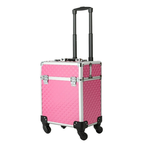 Wildnix Rolling Makeup Case with Multiple Storage Compartments, Portable Cosmetic Trolley with Mirror, Bluetooth Speakers, and Adjustable Height