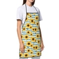 thumbnail image 3 of Wukai Blue White Striped Sunflower A Print Aprons Adjustable Bib Aprons Cooking Kitchen Chef Apron for Women and Men, 3 of 7