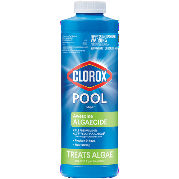 Clorox Pool&Spa Awesome Algaecide for Treating Algae Liquid Pool Algae Chemical Controllers, 32 oz