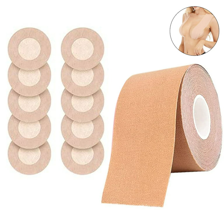 Boob Tape , Breast Lift Tape for A-E Cup Large Breast , Breathable Breast Lift  Tape Athletic Tape&10 Pcs Disposable Fashion Breast Patch