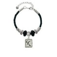 thumbnail image 2 of Delight Jewelry Silvertone Pebble Border Initial - K Mom Celtic Knot Leather Bead Bracelet, 7"+2" Extender, 2 of 4