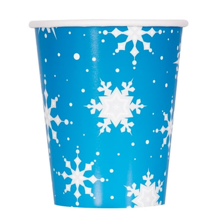 - 9oz Paper Silver Snowflake Christmas Cups, 8ct