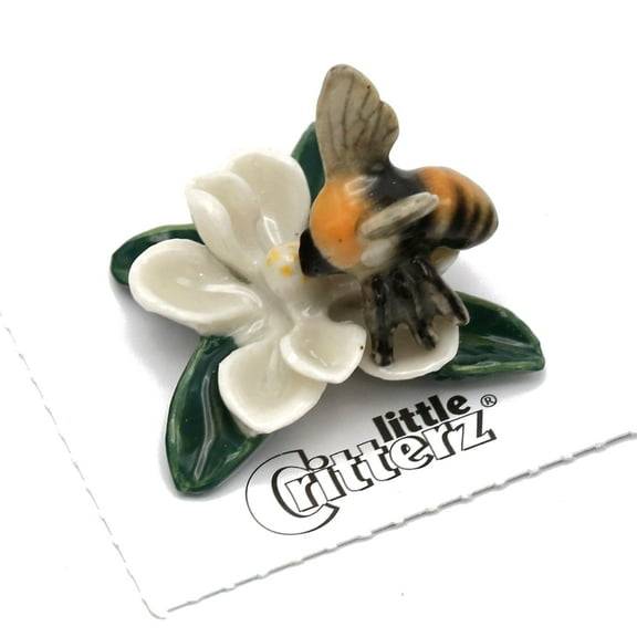Little Critterz Bumble bee "Magnolia" Hand-painted - Home Decor Bird Decorative Figurine Birthday Gift - Miniature Porcelain Figurine