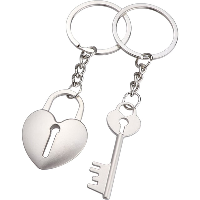 1 par de llaveros de metal con forma de corazón a juego para parejas, regalo para hombres y mujeres