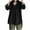 Black, variant on Womens Button Down Plus Size Solid Top and Blouse with Pocket Split High Low Hem Tunic Pullover Lapel V Neck Cuff Long Sleeve Shirts Black XXXXL