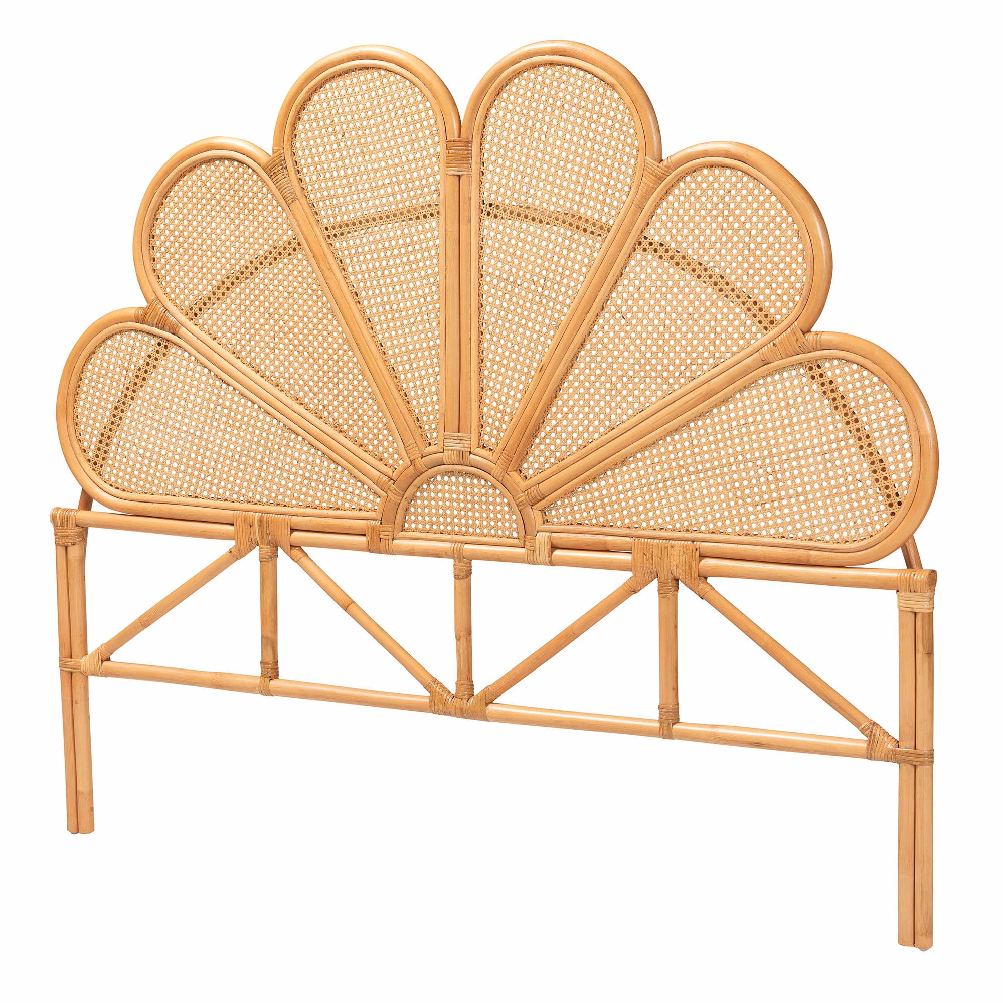 bali & pari Flower Boho Standalone headboard, King, Light honey