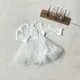 thumbnail image 4 of Ropa de primavera 2025 para niñas de 0 a 24 meses, mono bonito con lazo de Color sólido, falda de malla empalmada, vestido de una pieza para niños pequeños, 4 of 6