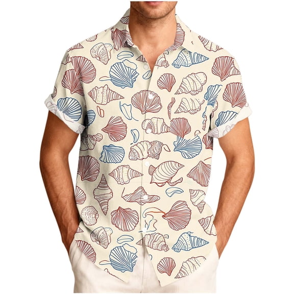 Awdenio Mens Shirts Summer Beach Hawaiian Shirt Short Sleeve Casual Button Down Tropical Beach Aloha Shirts