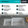thumbnail image 3 of 32" x 19" Quartz Kitchen Sink, 40/60 Double Bowl Sink, Drop-in Sink, Undermount Sink, Granite Kitchen Sink, Galaxy White Kitchen Sink by Lexicon Platinum LP-4060-W-SO, 3 of 7